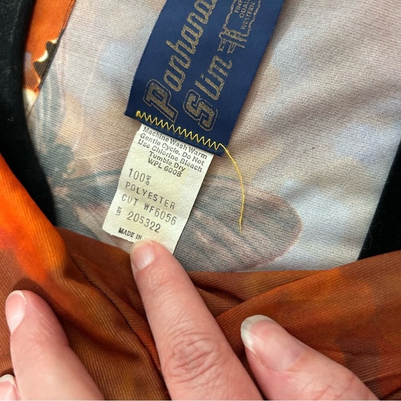 VNTG 70's Panhandle Slim Orange Blue Brown Butterfly Snap Front Shirt Size 14/36 - Picture 4 of 16